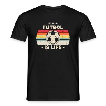 Futbol ist Leben-Fußball-Liebhaber-Fußball-lustiger Weinlese - Männer T-Shirt - Schwarz - Vorne - AI Model Male 178 light (178cm)