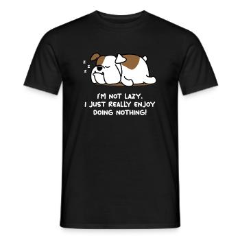 Lazy English Bulldog Lover Tshirt Chiot Chien Englis - T-shirt homme - noir - Devant - AI Model Male 178 light (178cm)