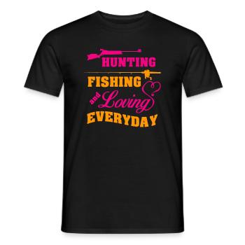 Hunting Fishing And Loving Every Day Funnyhunthunt - Men's T-Shirt - black - Front - AI Model Male 178 light (178cm)