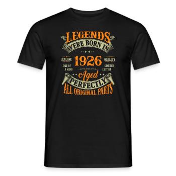 96th Birthday Vintage Legends Born In 1926 96 Year - Men's T-Shirt - black - Front - AI Model Male 178 light (178cm)