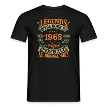 57th Birthday Vintage Legends Born In 1965 57 Year - Men's T-Shirt - black - Front - AI Model Male 178 light (178cm)