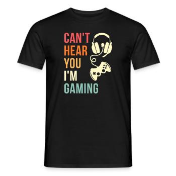 Vintage I Can't Hear You I'm Gaming Busy Funny Vid - Männer T-Shirt - Schwarz - Vorne - AI Model Male 178 light (178cm)
