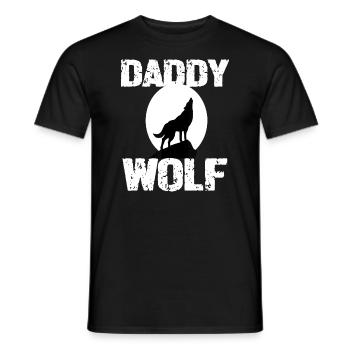 Daddy Wolf Shirt Matching Family Tribe Wolves Moon - Men's T-Shirt - black - Front - AI Model Male 178 light (178cm)