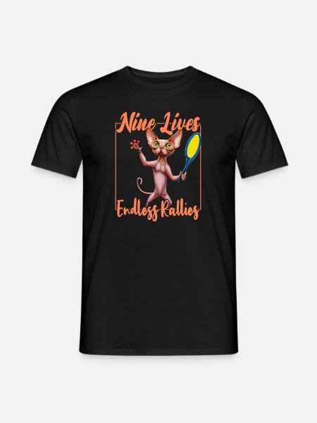 Tennis Sphynx Katze 9 Leben - Männer T-Shirt - Schwarz