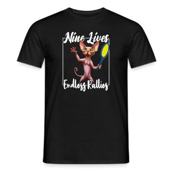 Tennis Sphynx Cat 9 Life - Men's T-Shirt - black - Front - AI Model Male 178 light (178cm)
