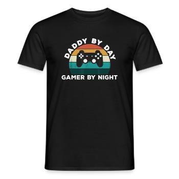 Daddy by Day Gamer By Night - Game Lover New Fathe - Men's T-Shirt - black - Front - AI Model Male 178 light (178cm)