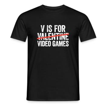 V steht für Videospiele T-Shirt Anti Valentinstag - Männer T-Shirt - Schwarz - Vorne - AI Model Male 178 light (178cm)
