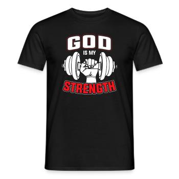 God Is My Strength Workout Exercise - Men's T-Shirt - black - Front - AI Model Male 178 light (178cm)