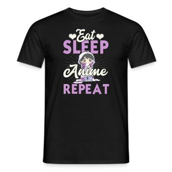 Eat Sleep Anime Repeat Japanese Manga Lover Cospla - Men's T-Shirt - black - Front - AI Model Male 178 light (178cm)