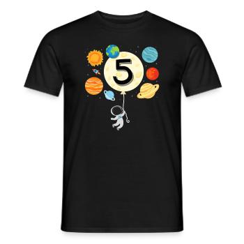 Astronaute Balloon Planets 5th Birthday Space 5 oui - T-shirt homme - noir - Devant - AI Model Male 178 light (178cm)