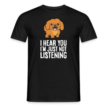 Chien pékinois Je t’entends Je n’écoute pas Pe - T-shirt homme - noir - Devant - AI Model Male 178 light (178cm)
