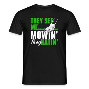 Ils me voient Mowin Ils Haïns - Jardinage Pelouse Mowe - T-shirt homme - noir - Devant - AI Model Male 178 light (178cm)