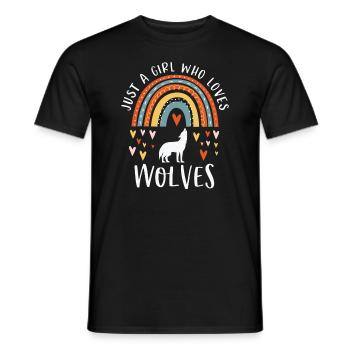 Just A Girl Who Loves Wolves Rainbow Gifts For Wol - Men's T-Shirt - black - Front - AI Model Male 178 light (178cm)