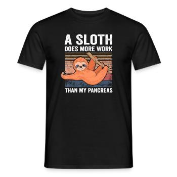 Sloth Does More Work Than My Pancreas T1D Diabetes - Men's T-Shirt - black - Front - AI Model Male 178 light (178cm)