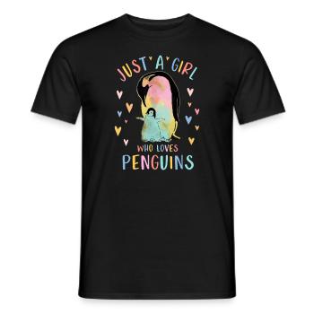 Nur ein Mädchen, das Pinguine liebt Aquarell Geschenkstift - Männer T-Shirt - Schwarz - Vorne - AI Model Male 178 light (178cm)