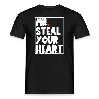 Mr Steal Your Heart Valentines Day Funny V Day Boy - Men's T-Shirt - black - Front - AI Model Male 178 light (178cm)