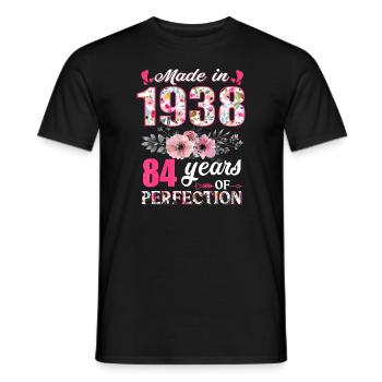 Fabriqué en 1938 Floral 84 ans 84e anniversaire cadeau - T-shirt homme - noir - Devant - AI Model Male 178 light (178cm)
