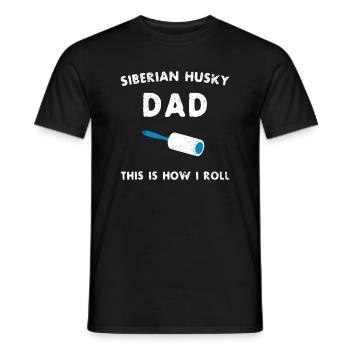 Papa Husky Sibérien C’est comme ça que je roule drôle de chiot - T-shirt homme - noir - Devant - AI Model Male 178 light (178cm)