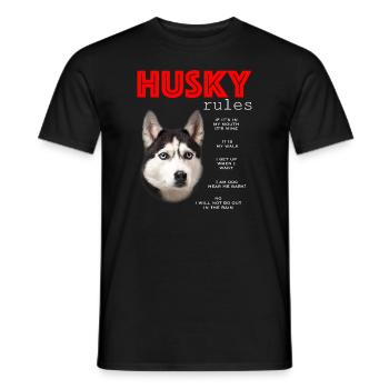 Règles amusantes pour le propriétaire d’un Husky sibérien - T-shirt homme - noir - Devant - AI Model Male 178 light (178cm)