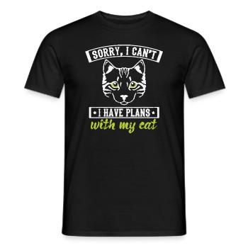 Funny Cats Design I have Plans with my Catbrown ca - Men's T-Shirt - black - Front - AI Model Male 178 light (178cm)