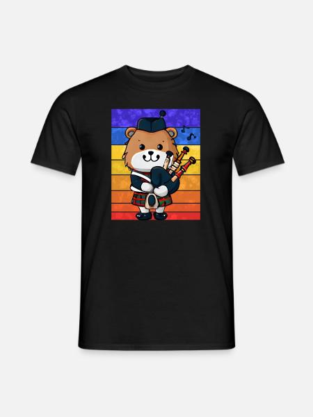 Schottischer Dudelsack-Bär - Männer T-Shirt - Schwarz