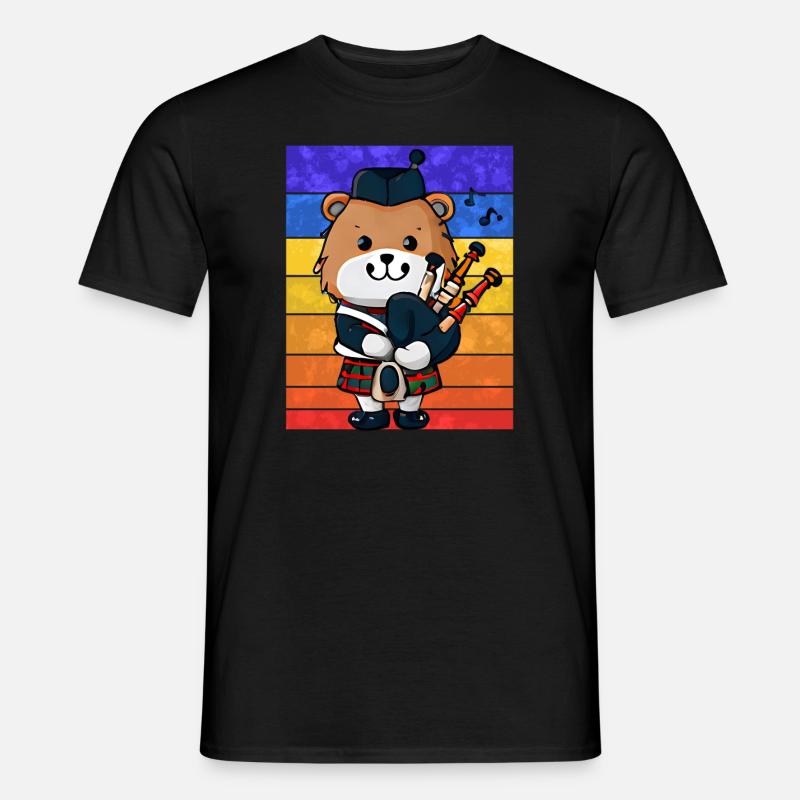 Schottischer Dudelsack-Bär - Männer T-Shirt - Schwarz