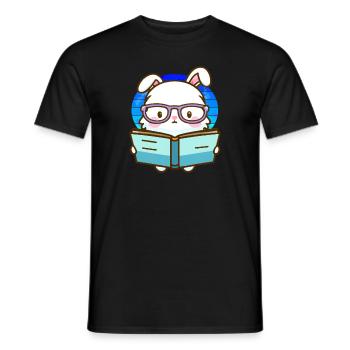 Bücherwurm-Hase - Männer T-Shirt - Schwarz - Vorne - AI Model Male 178 light (178cm)