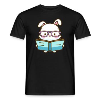 Bücherwurm-Hase - Männer T-Shirt - Schwarz - Vorne - AI Model Male 178 light (178cm)