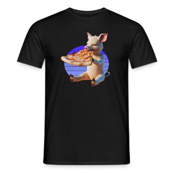 Piggy in Paradise Pizza - T-shirt homme - noir - Devant - AI Model Male 178 light (178cm)