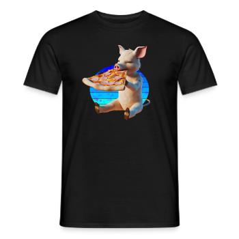 Piggy in Paradise Pizza - T-shirt homme - noir - Devant - AI Model Male 178 light (178cm)