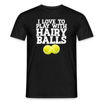 I Love To Play With Hairy Balls Tennis Player Gift - Men's T-Shirt - black - Front - AI Model Male 178 light (178cm)