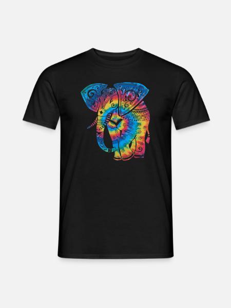 Tie Dye Elephant Mandala - T-shirt homme - noir
