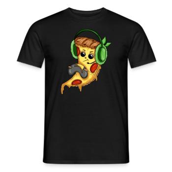 Pizza Gamer Love Play Videospiele Lustiger Controller - Männer T-Shirt - Schwarz - Vorne - AI Model Male 178 light (178cm)