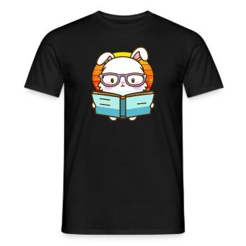 Bücherwurm-Hase - Männer T-Shirt - Schwarz - Vorne - AI Model Male 178 light (178cm)