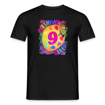 Neunjähriges Geburtstagskind Malen Party Pinsel a - Männer T-Shirt - Schwarz - Vorne - AI Model Male 178 light (178cm)
