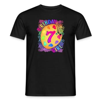 Geburtstagskind 7 Jahre alt Art Painting Party 7. Bi - Männer T-Shirt - Schwarz - Vorne - AI Model Male 178 light (178cm)