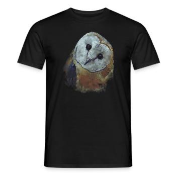 Barn Owl Painting Owl Artcountryestheticfigurative - Men's T-Shirt - black - Front - AI Model Male 178 light (178cm)
