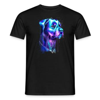 Helles Rottweiler Hunde Aquarell Gemälde - Männer T-Shirt - Schwarz - Vorne - AI Model Male 178 light (178cm)