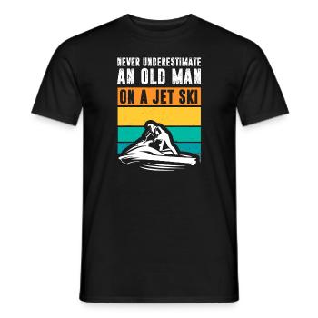 Never Underestimate An Old Man Water Sport Funny J - Men's T-Shirt - black - Front - AI Model Male 178 light (178cm)