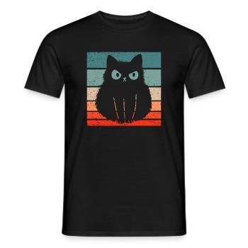 Katze Retro Stil Vintage - Männer T-Shirt - Schwarz - Vorne - AI Model Male 178 light (178cm)