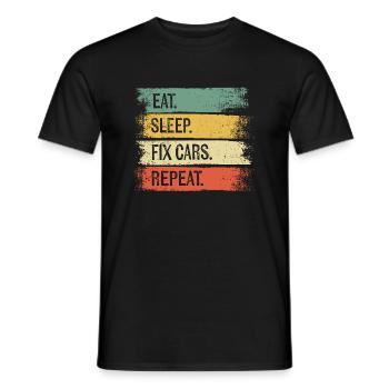Manger dormir Réparer les voitures Répéter Drôle de voiture mécanique automobile - T-shirt homme - noir - Devant - AI Model Male 178 light (178cm)