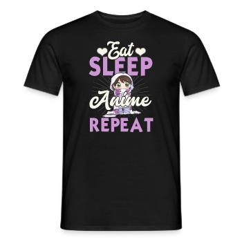 Eat Sleep Anime Repeat Japanese Manga Lover Cospla - Men's T-Shirt - black - Front - AI Model Male 178 light (178cm)