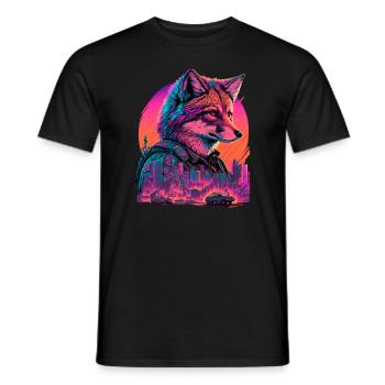 Rétro Futuriste Synthwave Fox - T-shirt homme - noir - Devant - AI Model Male 178 light (178cm)