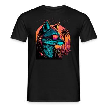 Rétro Futuriste Synthwave Fox - T-shirt homme - noir - Devant - AI Model Male 178 light (178cm)
