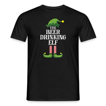 Bier trinkende Elfe passende Familiengruppe Weihnachten - Männer T-Shirt - Schwarz - Vorne - AI Model Male 178 light (178cm)