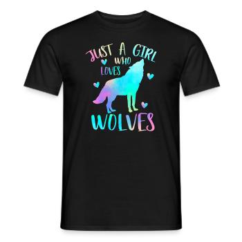 Nur ein Mädchen, das Wölfe liebt Aquarell Süßer Wolfj - Männer T-Shirt - Schwarz - Vorne - AI Model Male 178 light (178cm)