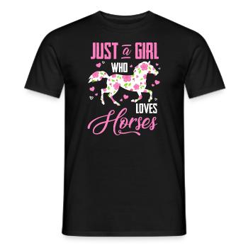 Juste Une Fille Qui Aime Les Chevaux Floral Cheval Equestri - T-shirt homme - noir - Devant - AI Model Male 178 light (178cm)