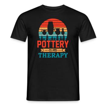 Retro Sunset Design Pottering Gift for Funny Potte - Men's T-Shirt - black - Front - AI Model Male 178 light (178cm)