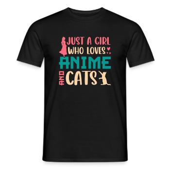 Nur ein Mädchen, das Anime liebt und japanische Mang Katzen liebt - Männer T-Shirt - Schwarz - Vorne - AI Model Male 178 light (178cm)