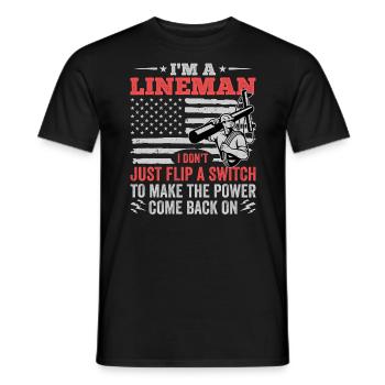 Power Lineman Power Line Electrician - Men's T-Shirt - black - Front - AI Model Male 178 light (178cm)